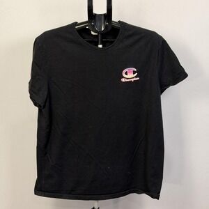 Champion Shirt Mens XL Black Gradient Logo Graphic Tee 100% Cotton Honduras
